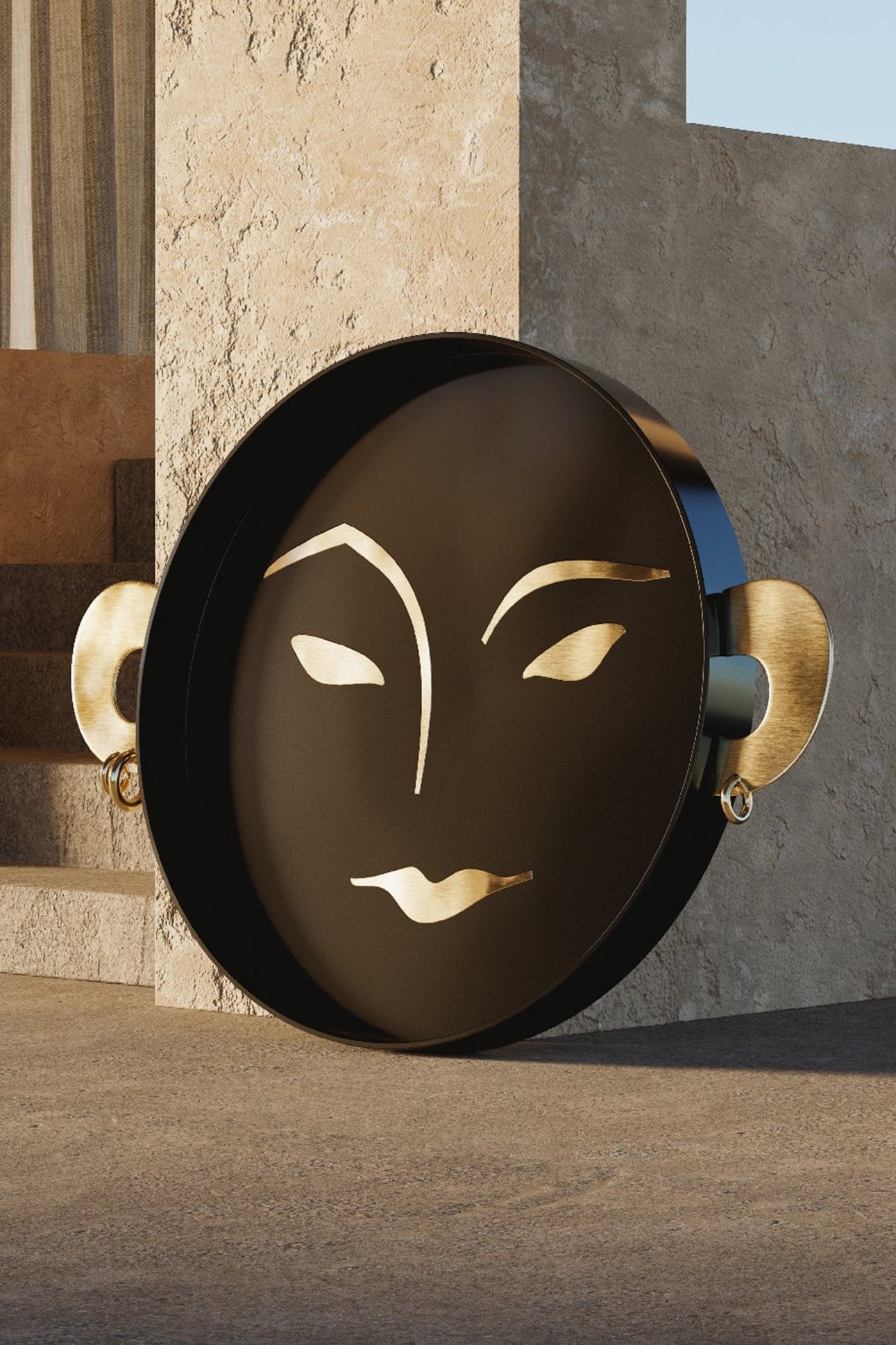 Kelly Behun Henri Round Tray - Black & Gold