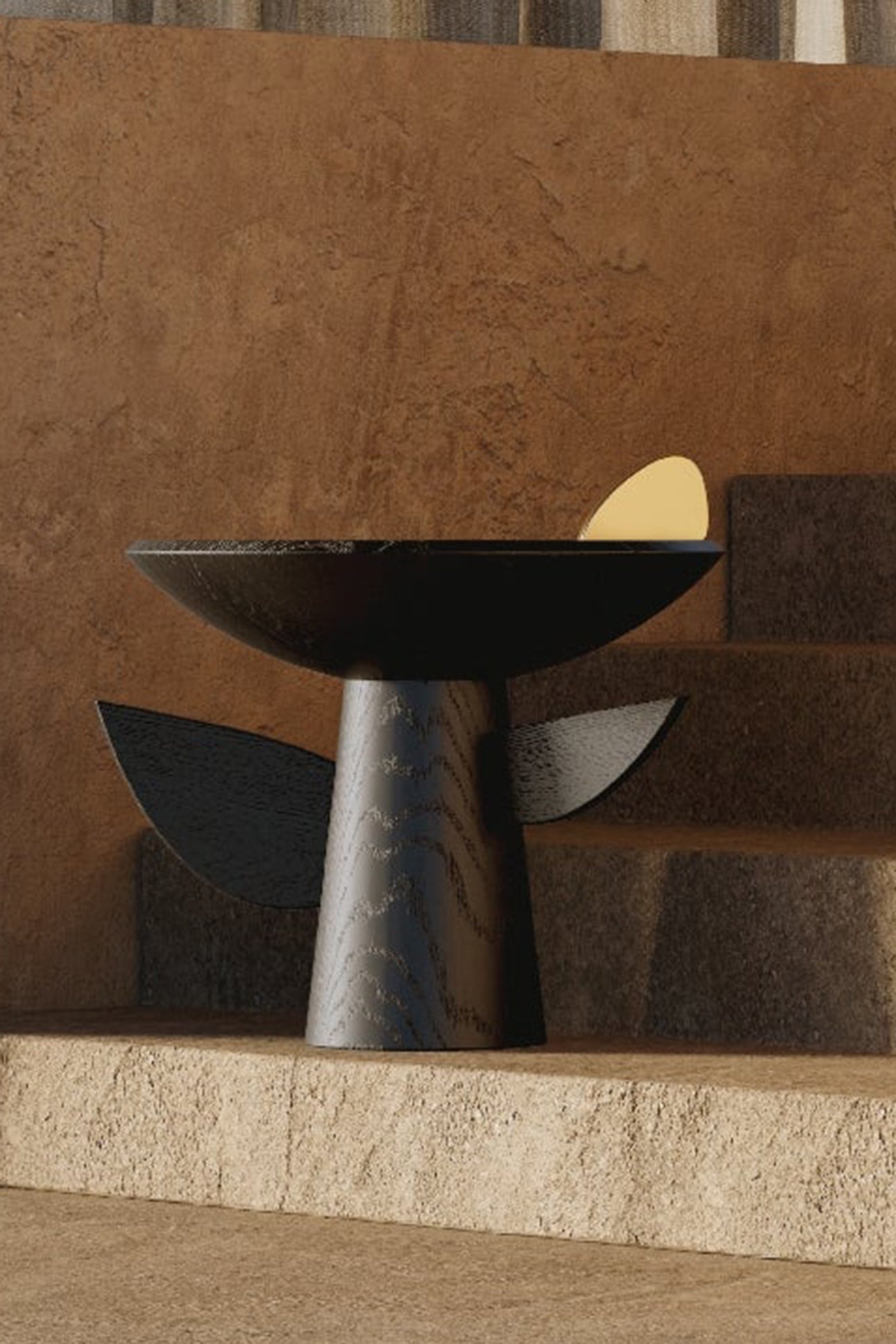 Kelly Behun footed bowl in gold, brass and shells - Dark Brown