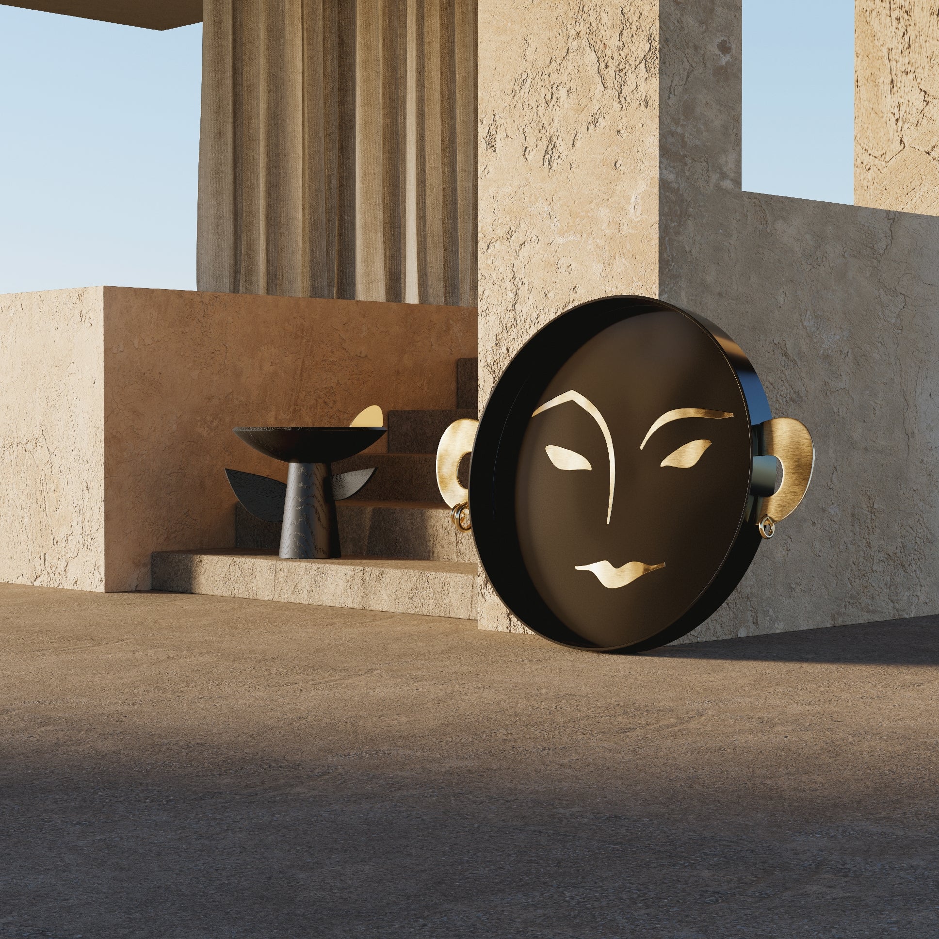 Plateau rond Kelly Behun Henri - Black & Gold
