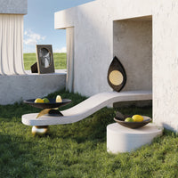 Plateau Kelly Behun Wide Eye en or, laiton et coquillages - Black & Gold