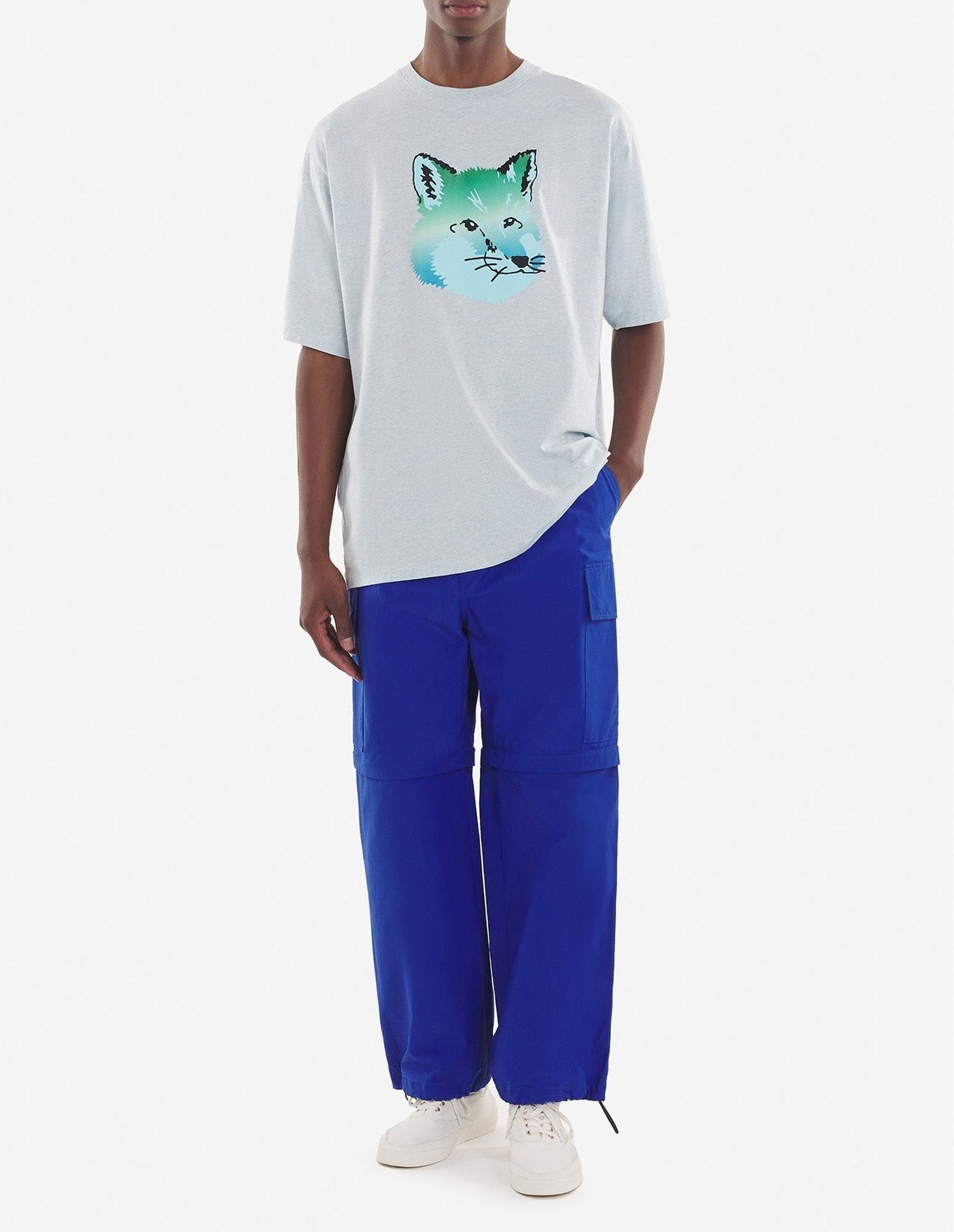 Loose T-shirt with print - Blue Haze Melange