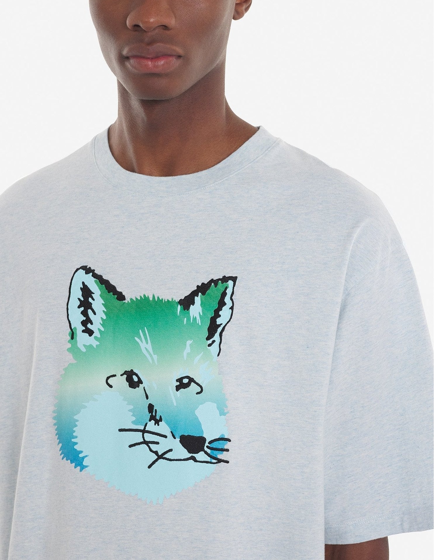 Loose T-shirt with print - Blue Haze Melange