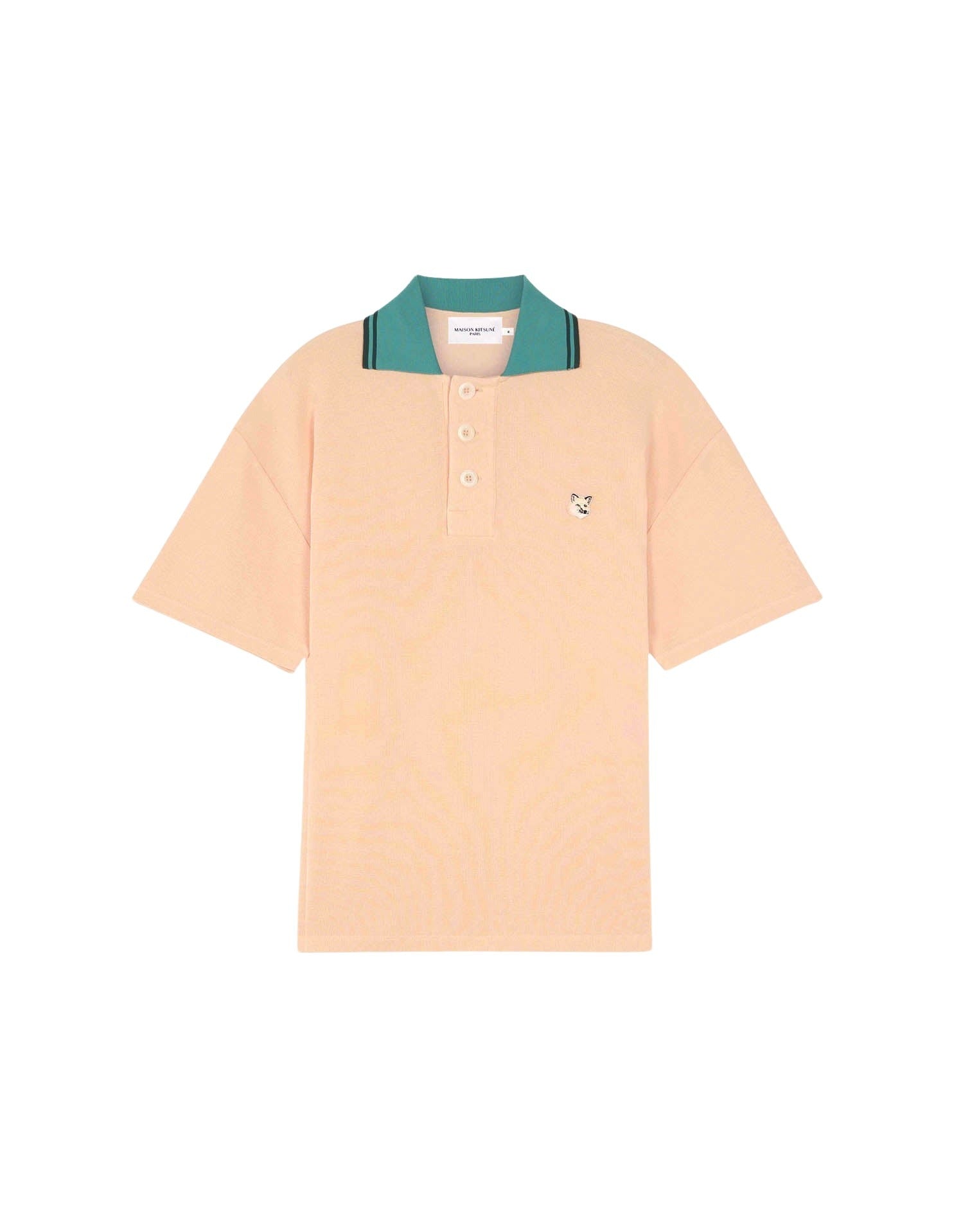 Piqué polo shirt with badge - Peach