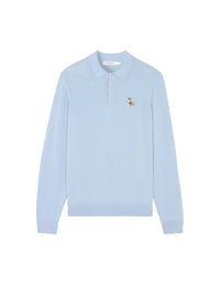 Pull polo à manches longues en laine - Pale Blue