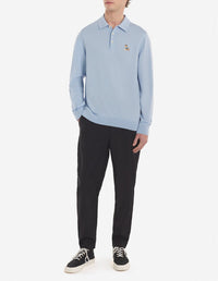 Pull polo à manches longues en laine - Pale Blue