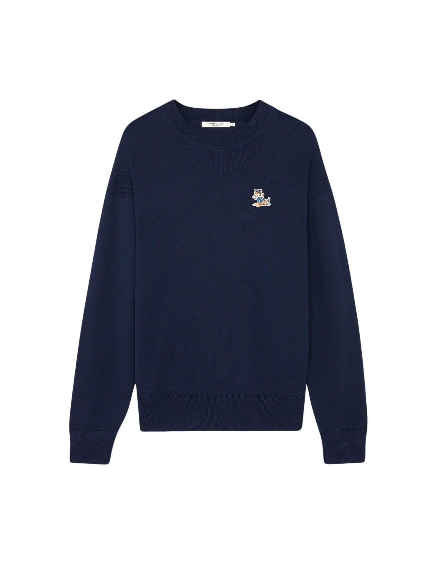 Pull avec écusson Fox en laine - Navy