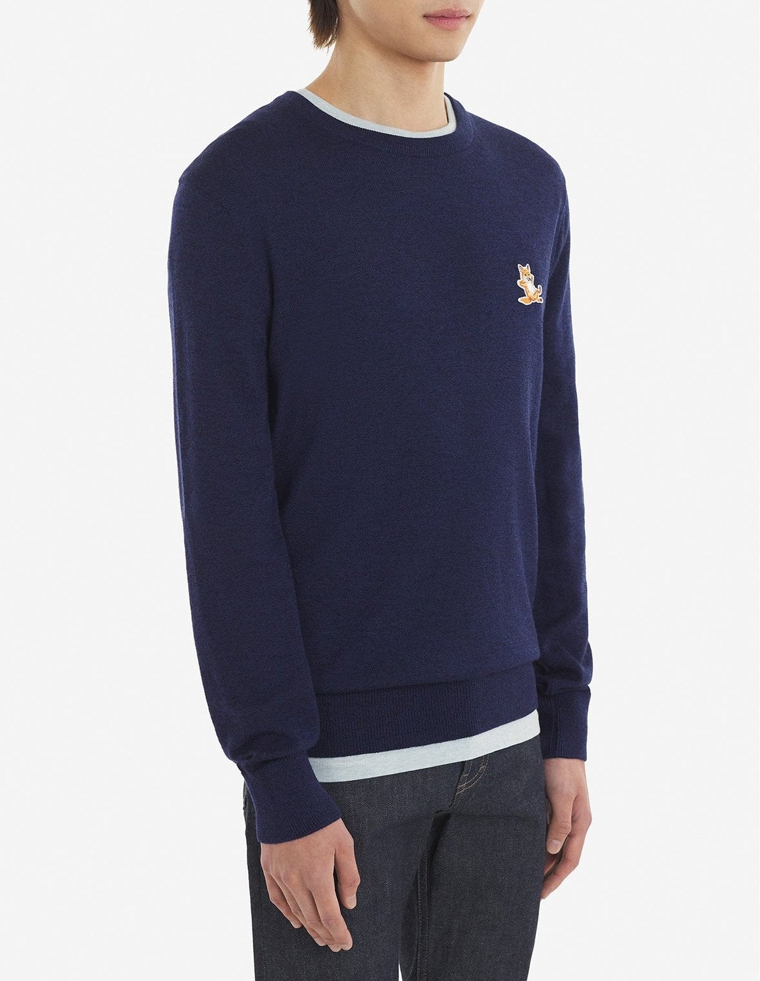 Pull avec écusson Fox en laine - Navy