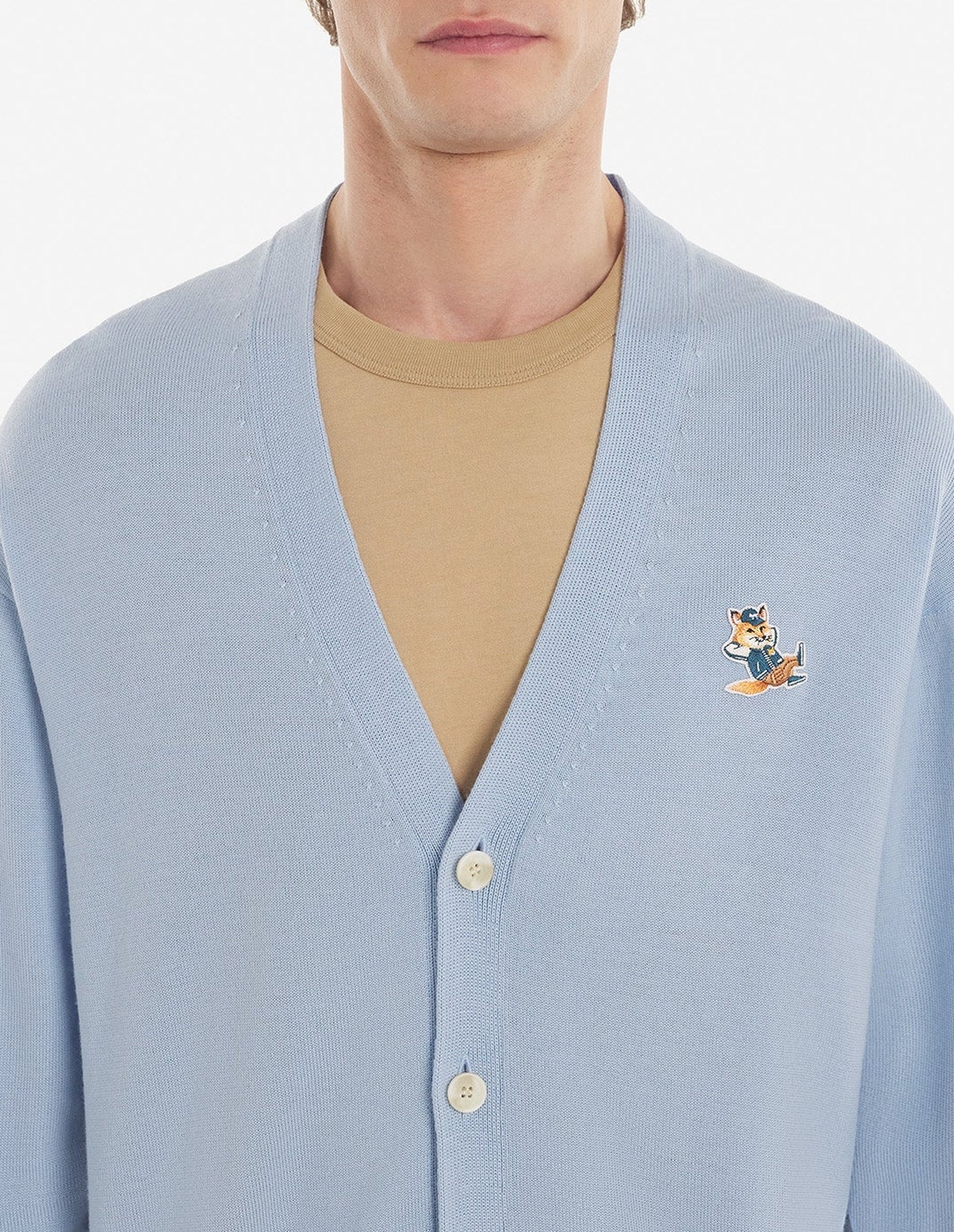 Cardigan à col V en laine - Pale Blue
