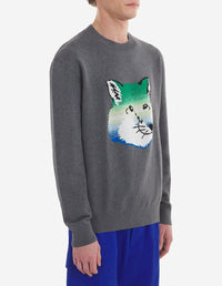 Printed long-sleeved jumper - Dark Grey Melange
