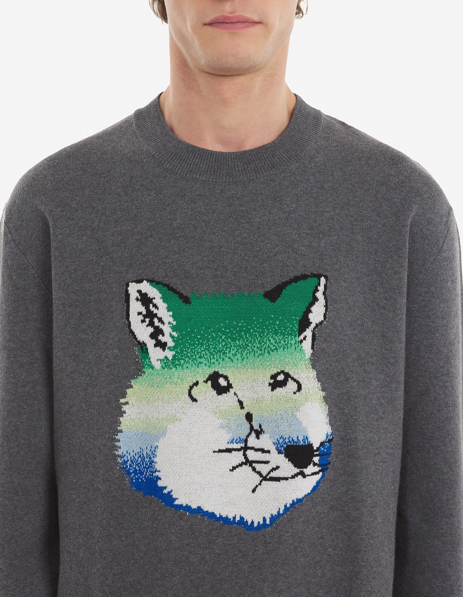 Printed long-sleeved jumper - Dark Grey Melange