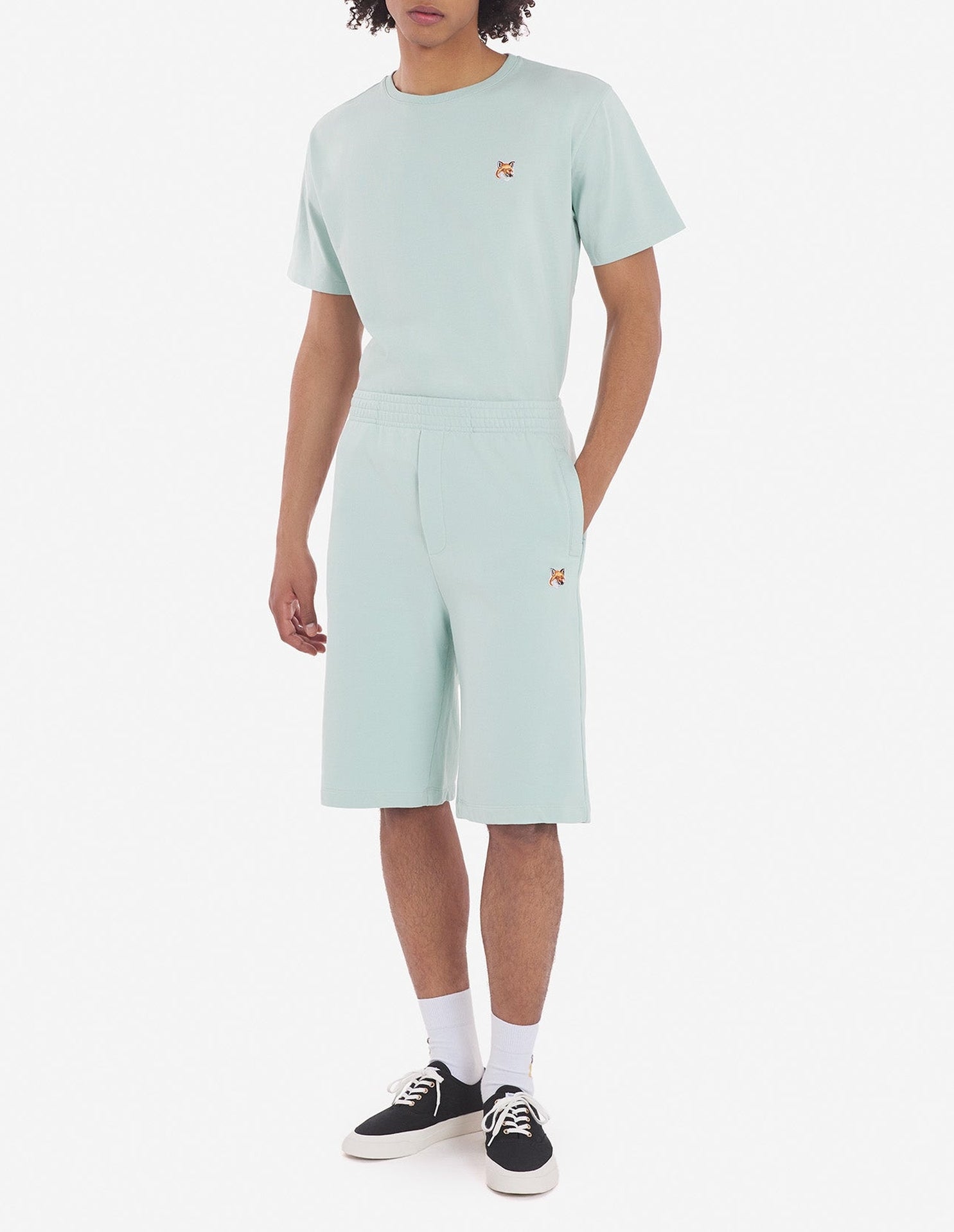 Bermuda shorts with embroidered badge - Blue Haze