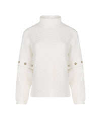 Top en maille Koffi à col fantaisie - Moon White