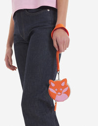 Purse with leather shoulder strap - Neon Orange