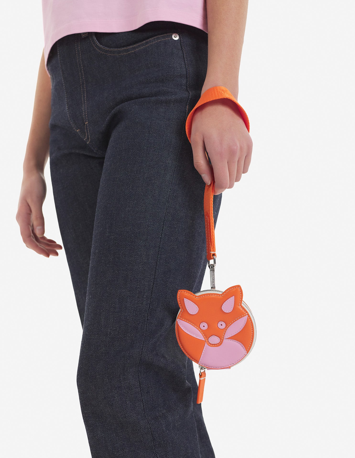 Purse with leather shoulder strap - Neon Orange
