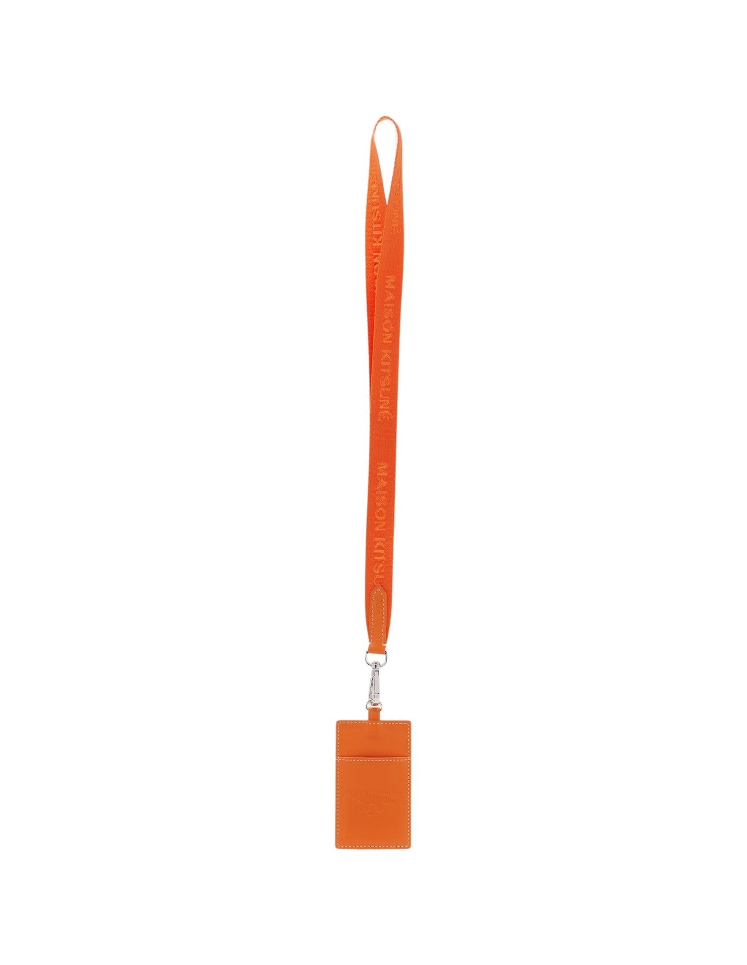 Leather shoulder card case - Neon Orange