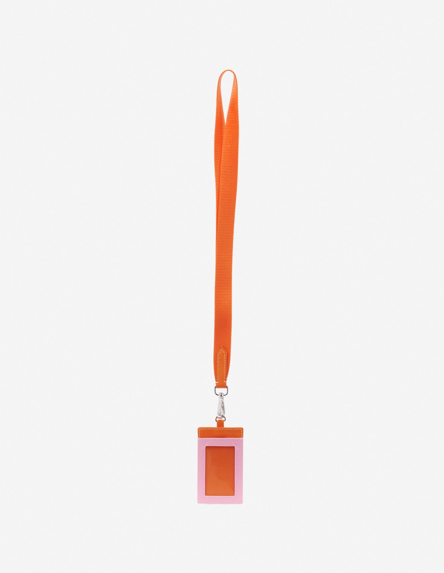 Leather shoulder card case - Neon Orange