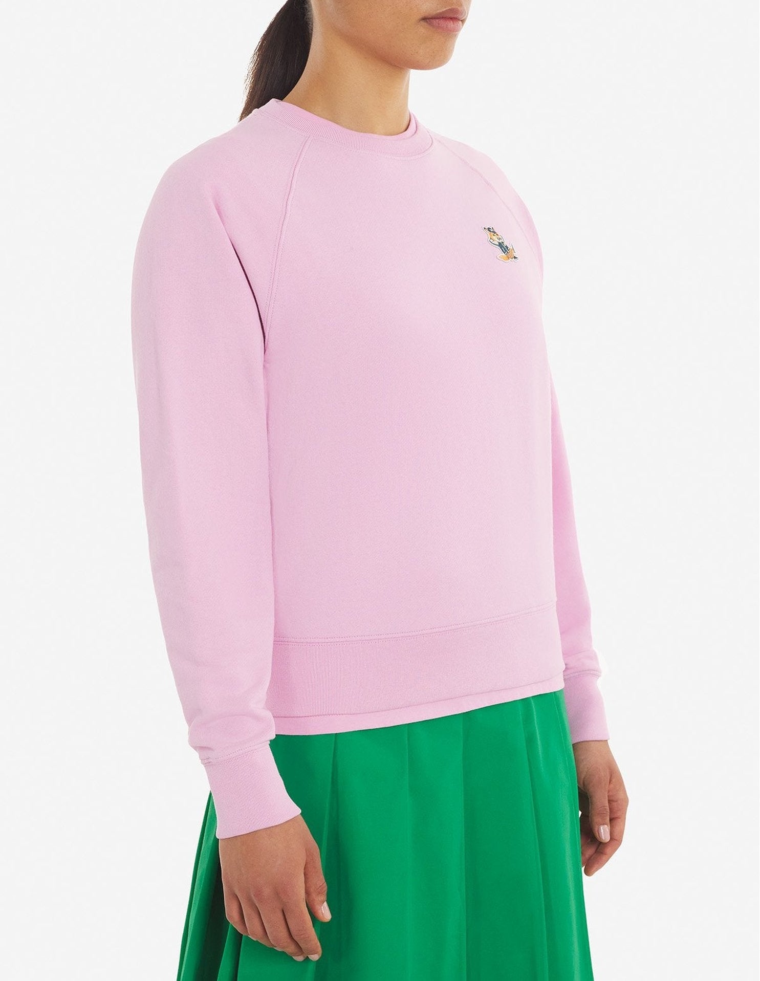 Sweatshirt à col rond ajusté avec écusson - Dusty Rose