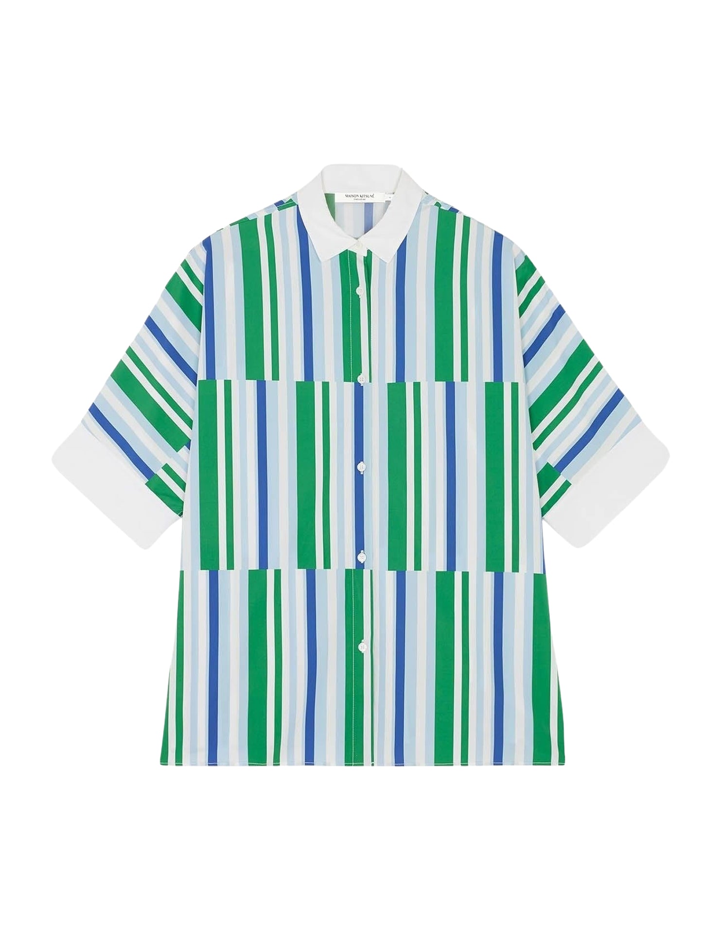 Kimono sleeved shirt - Blue Green Stripes