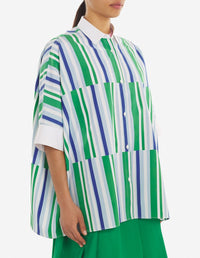Kimono sleeved shirt - Blue Green Stripes