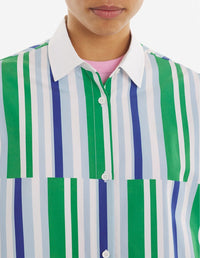Kimono sleeved shirt - Blue Green Stripes