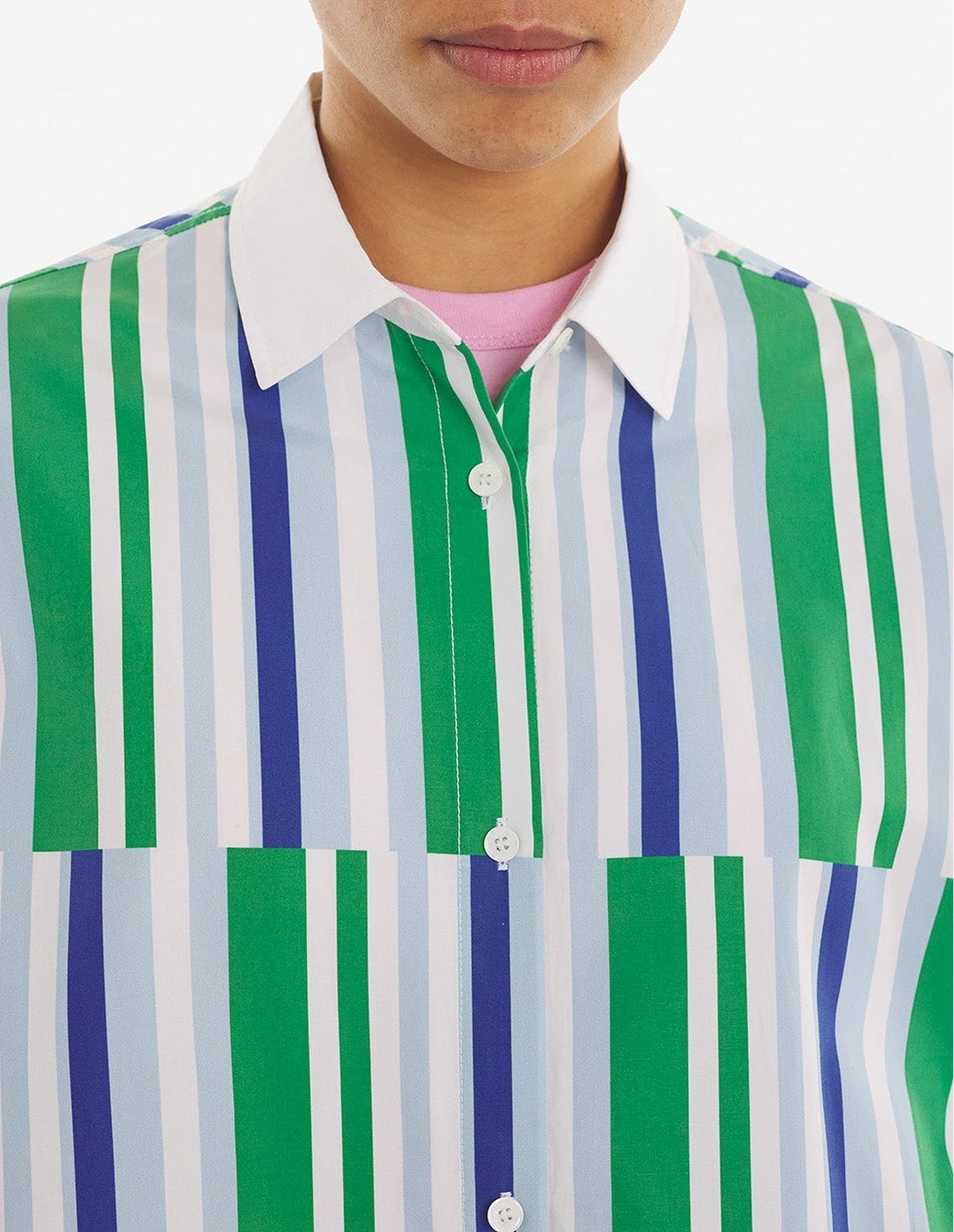 Kimono sleeved shirt - Blue Green Stripes