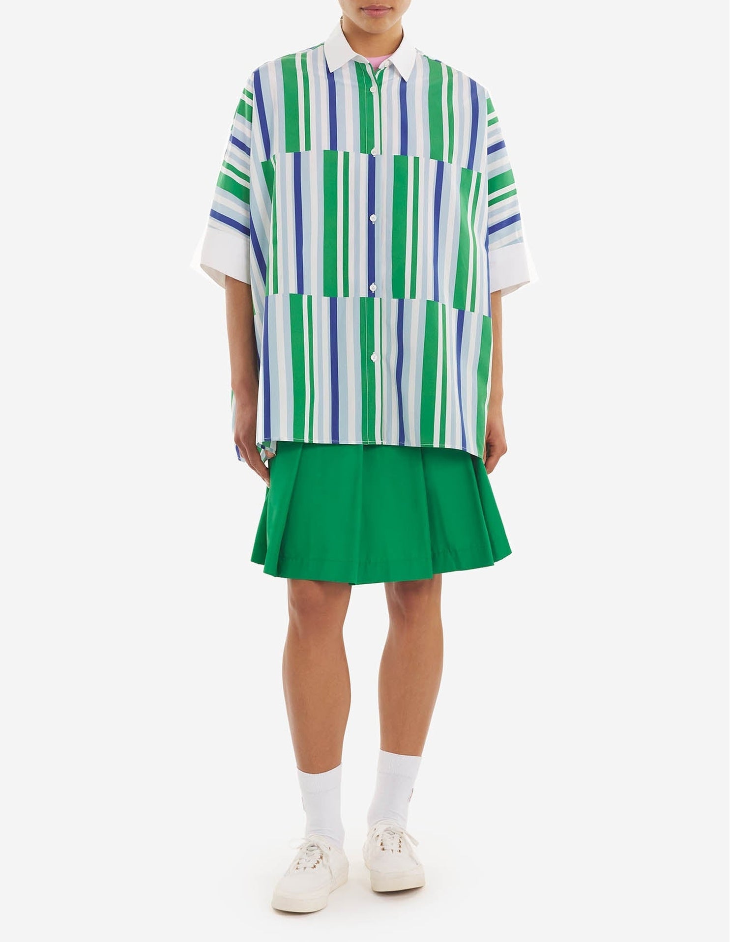 Kimono sleeved shirt - Blue Green Stripes