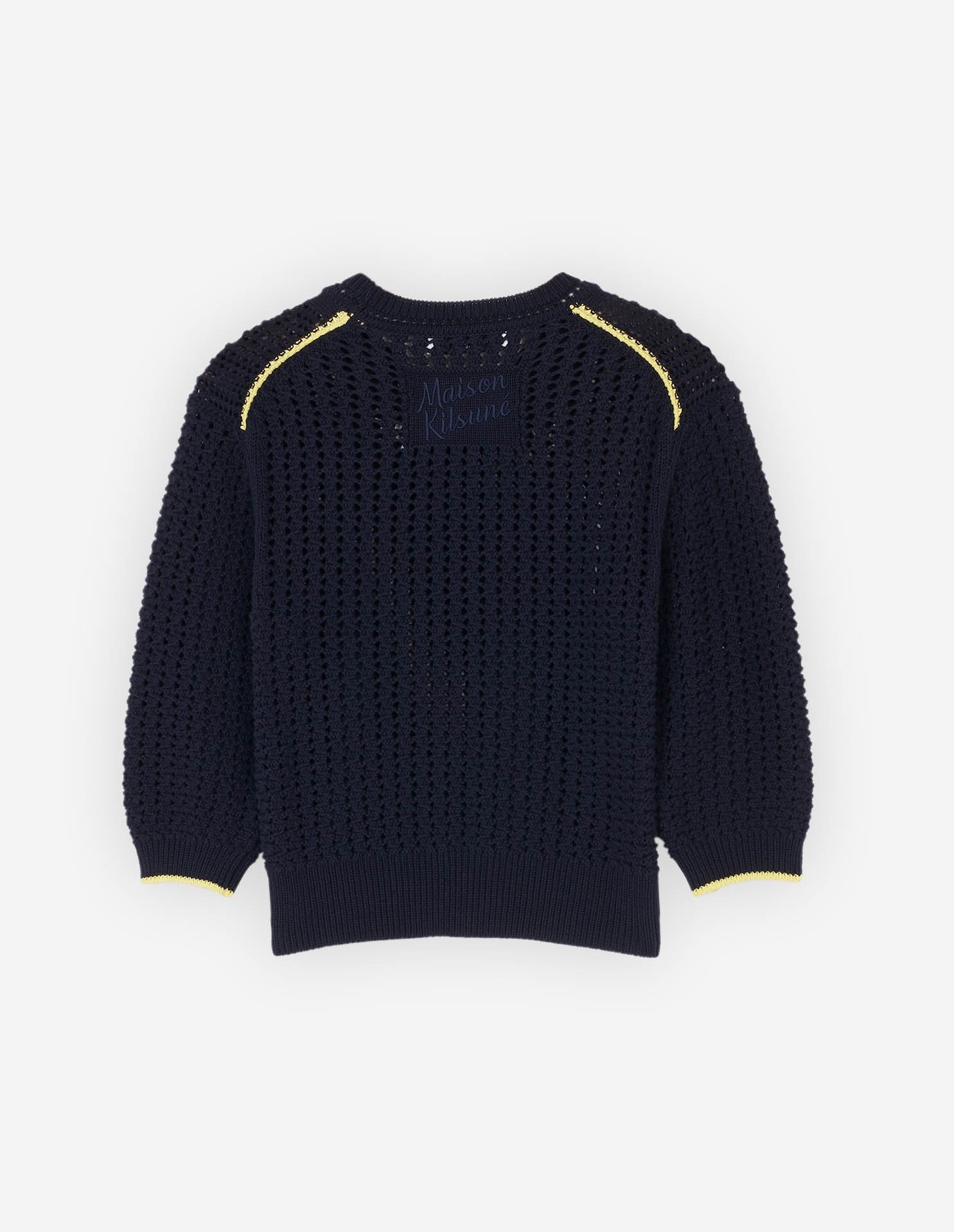 Pull à manches courtes texturé avec étiquette au dos - Navy
