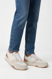 Sneakers L001 en cuir - White & Light Brown