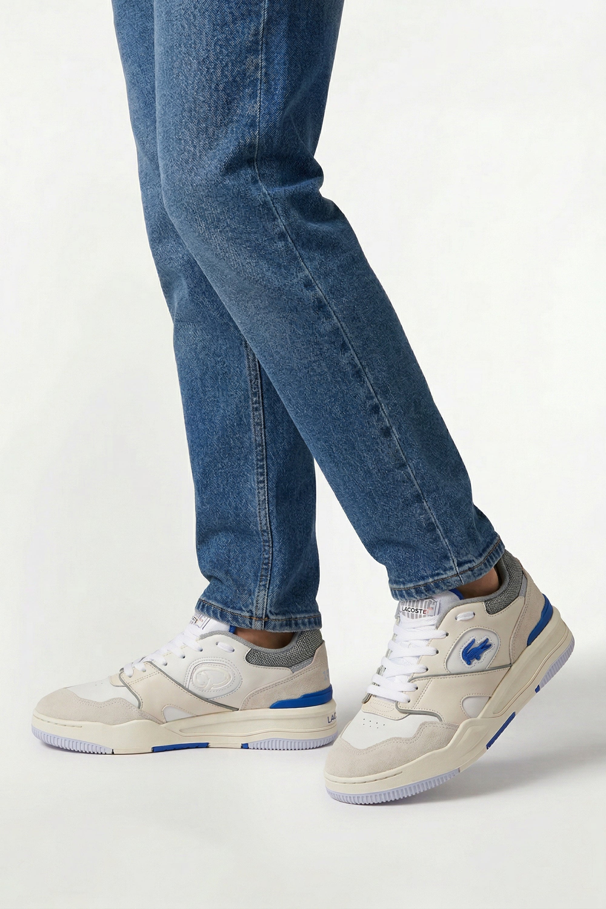 Sneakers Lineshot en cuir - White & Light Blue