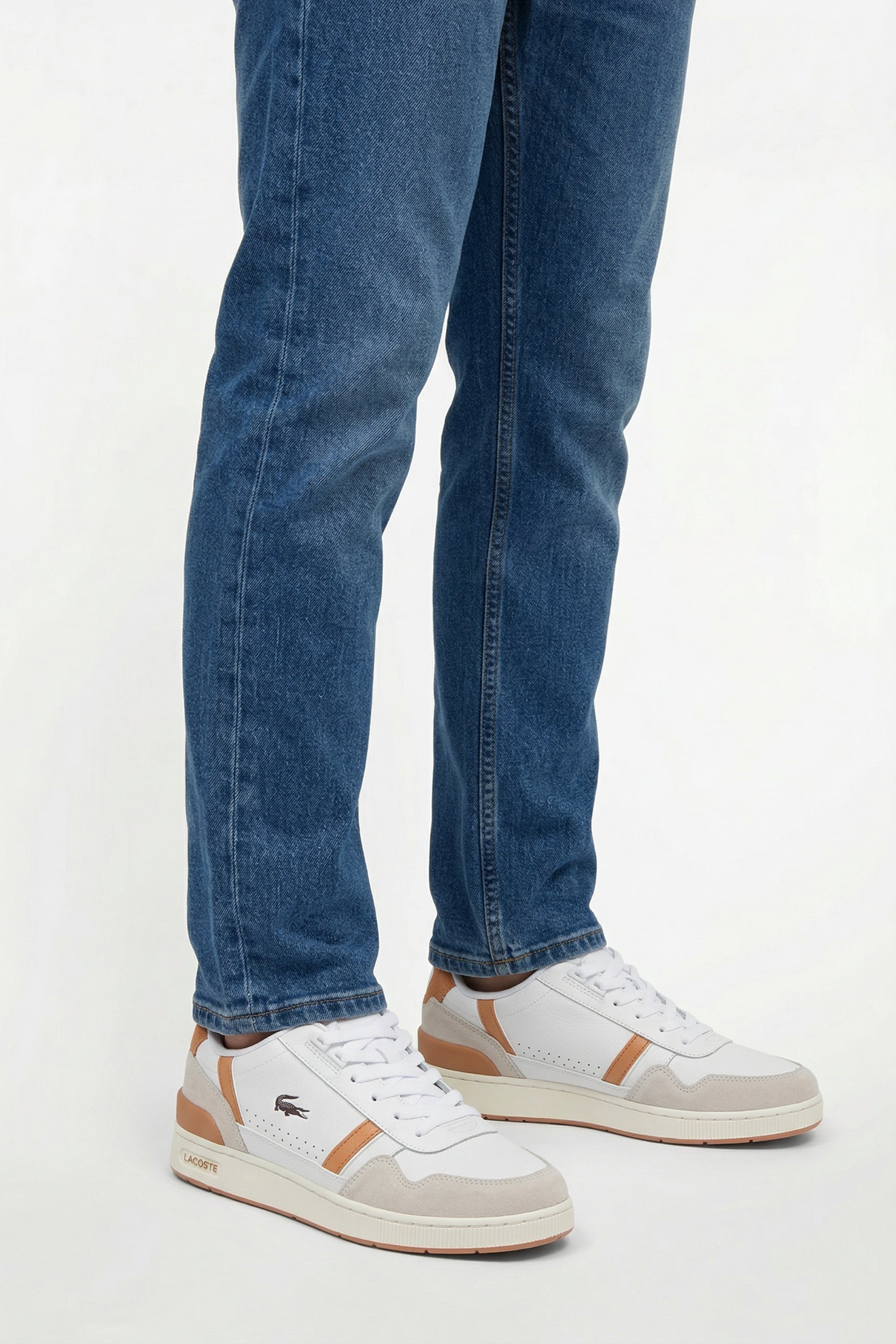 Sneakers T-Clip en cuir - White & Light Brown