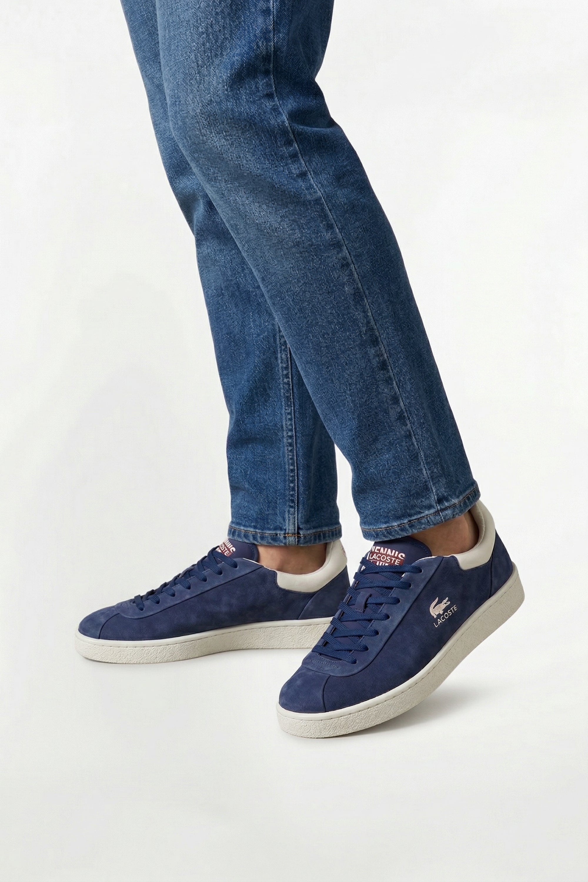 Sneakers Baseshot Lacoste x Roland-Garros en cuir - Navy & Off White