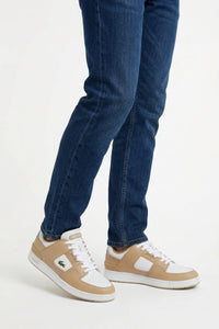 Sneakers Court Cage en cuir - Light Brown & White