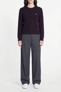 Cardigan torsadé boutonné en laine - Expresso & Marine
