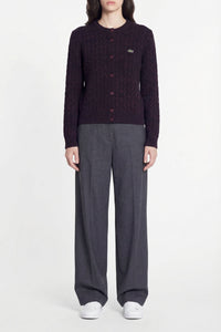Cardigan torsadé boutonné en laine - Expresso & Marine