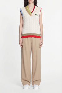 Sleeveless knitted cable jumper - Laponie & Multicolor