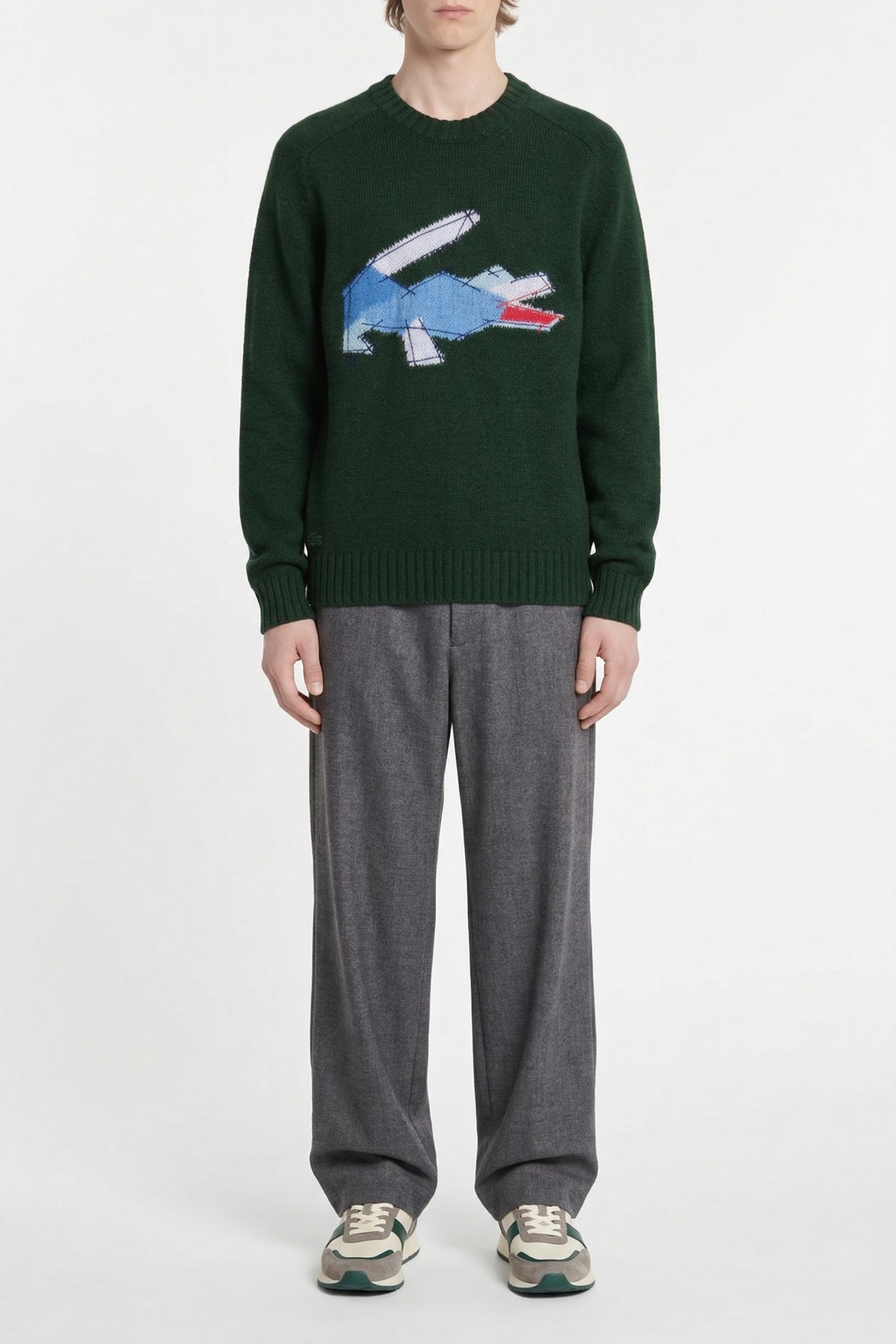 Pull cardée motif en laine - Sinople & Multicolor