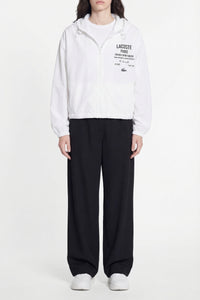 Veste courte oversize zippée à capuche - Blanc