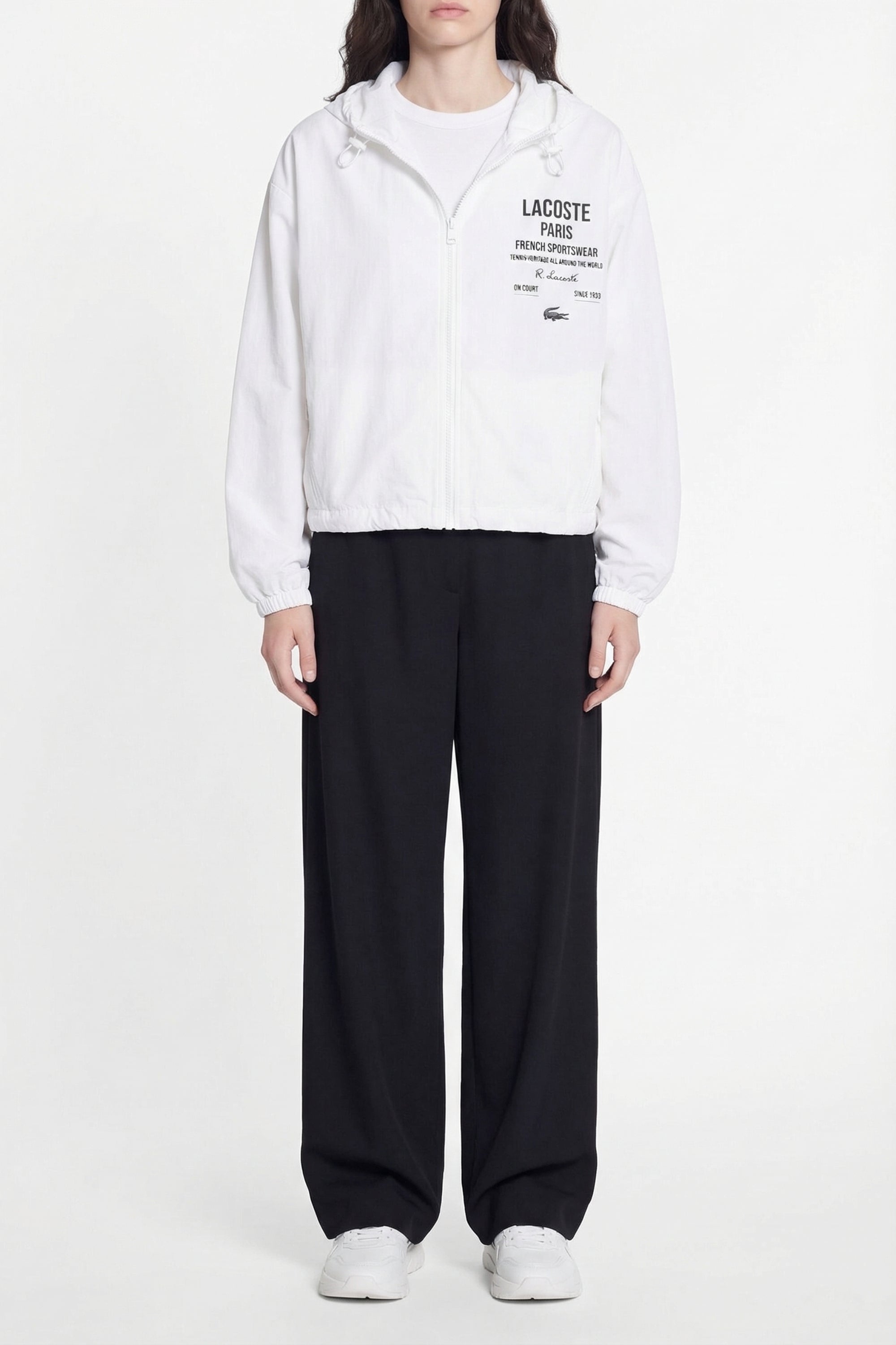 Veste courte oversize zippée à capuche - Blanc