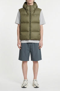 Water-repellent short sleeveless down jacket - Khaki