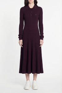 Robe à manches longues côtelée en laine - Expresso