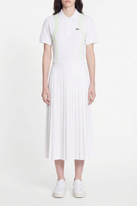 Robe polo plissée à fentes en piqué - Blanc