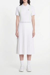 ZDOUBLON_Robe polo plissée à fentes en piqué - Blanc