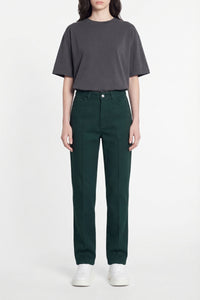 Pantalon droit à surpiqûres - Sinople