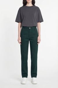 Pantalon droit à surpiqûres - Sinople