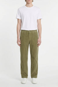 Pantalon chino droit en velours - Kaki