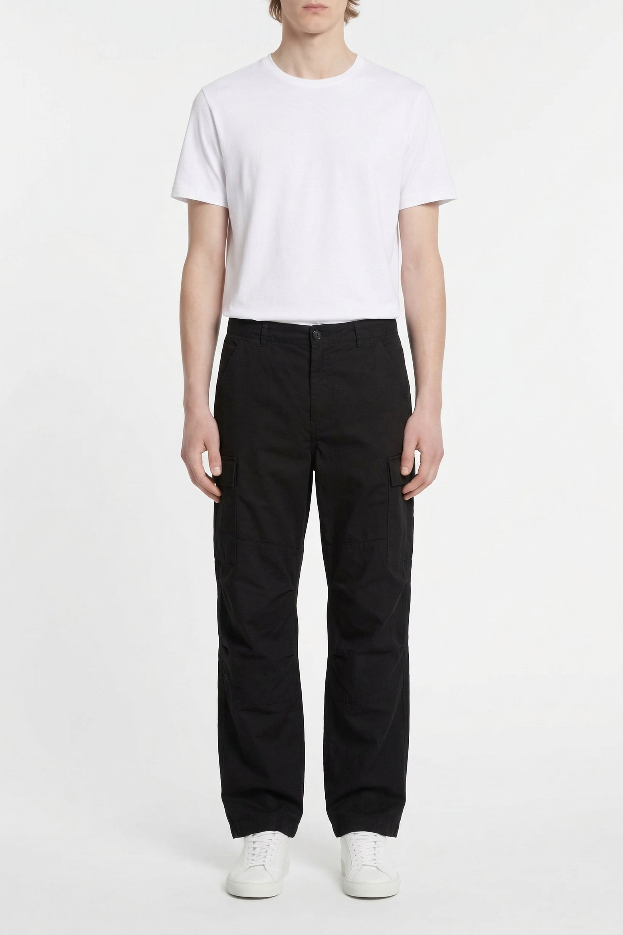 Straight leg multi-pocket cargo trousers - Black