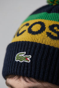 Bonnet siglé à pompon en laine - Noir & Pistil