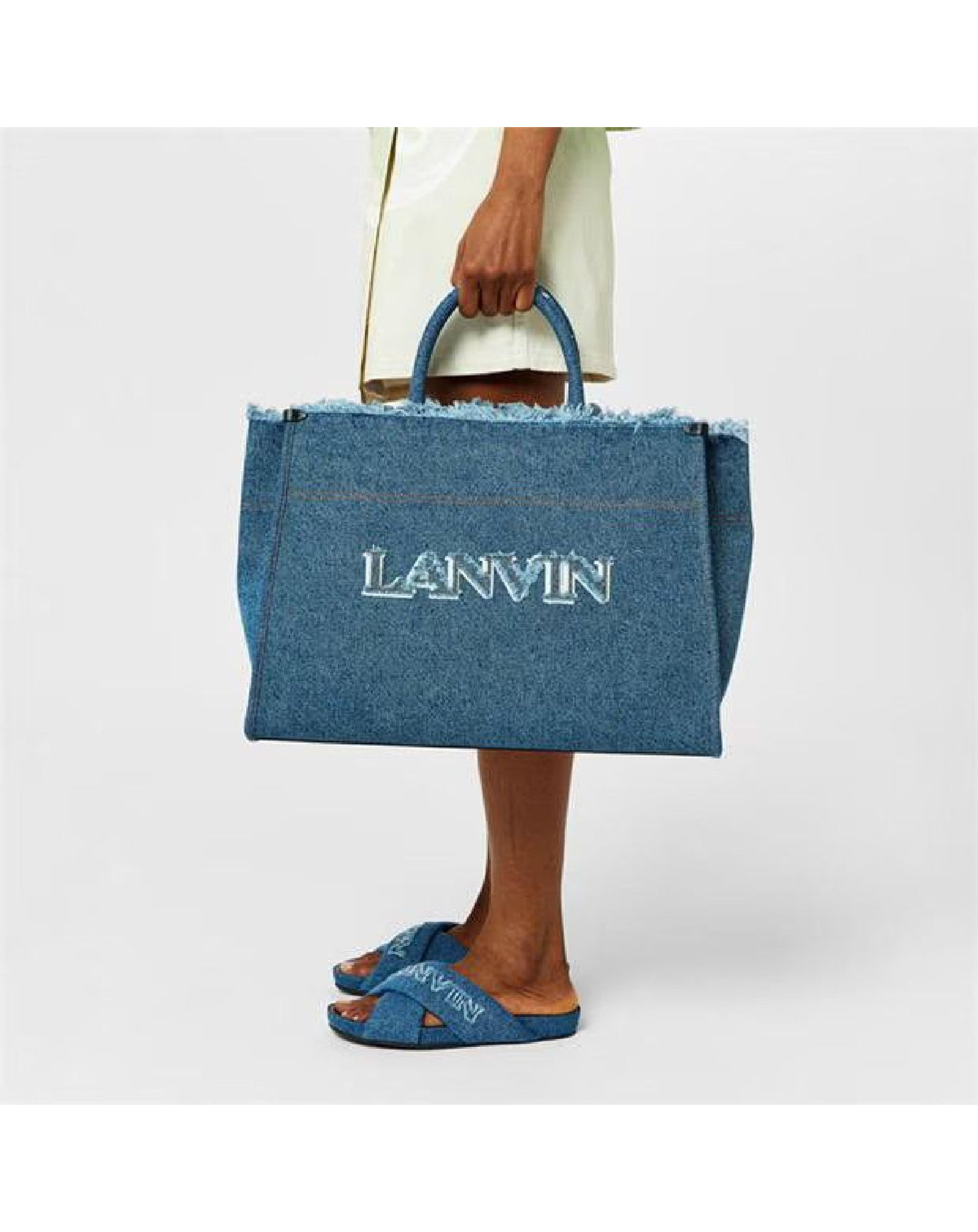 Sac cabas avec bandoulière - Bleu Jean
