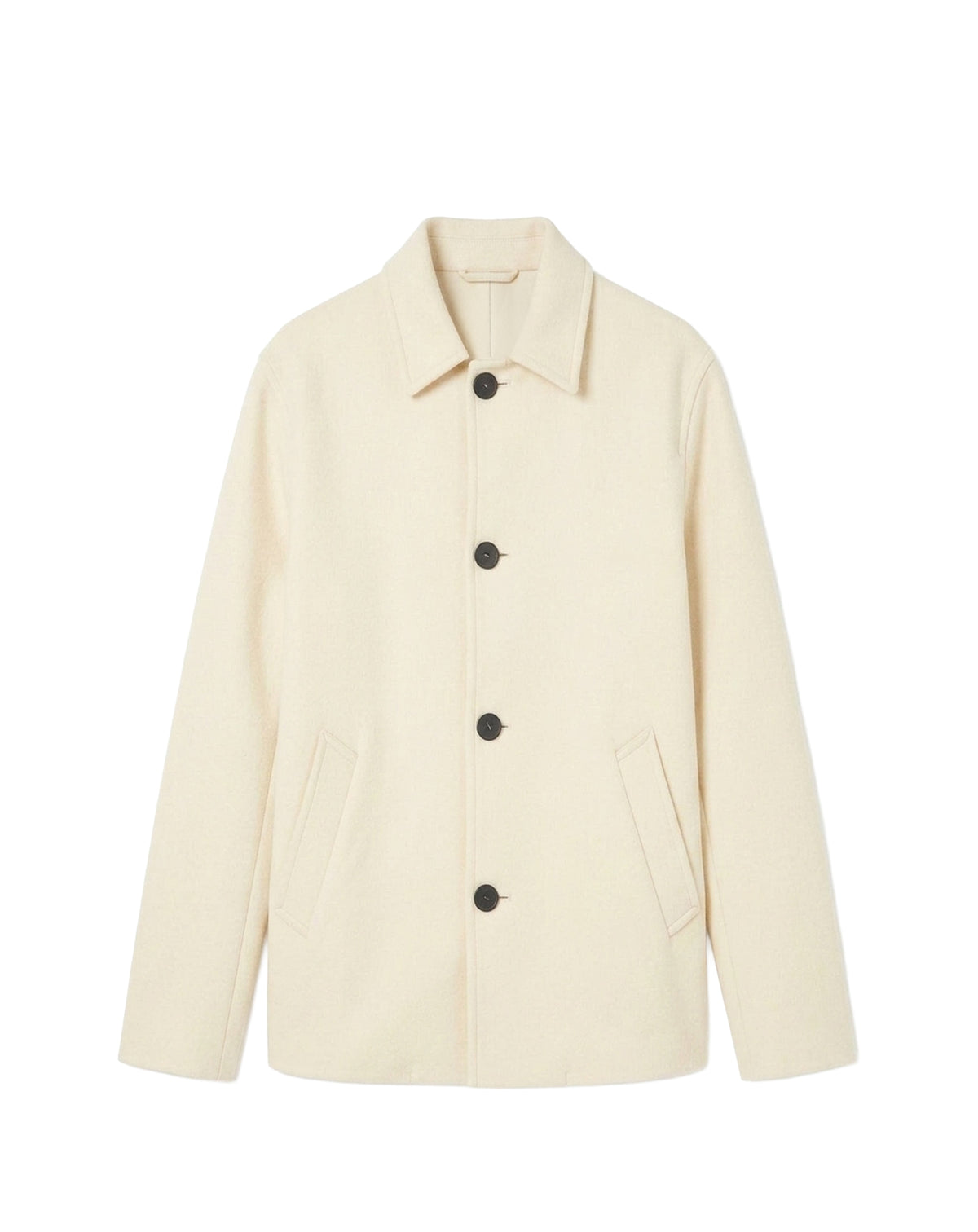 Manteau court double face en laine - Beige Clair