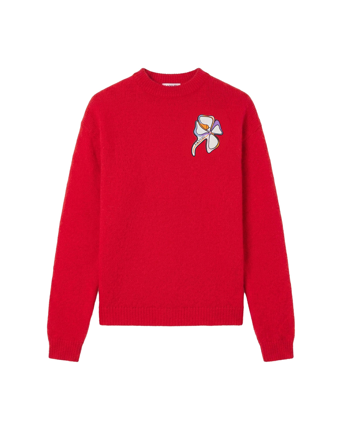 Pull col rond patch Clover Snake en mohair - Flamme